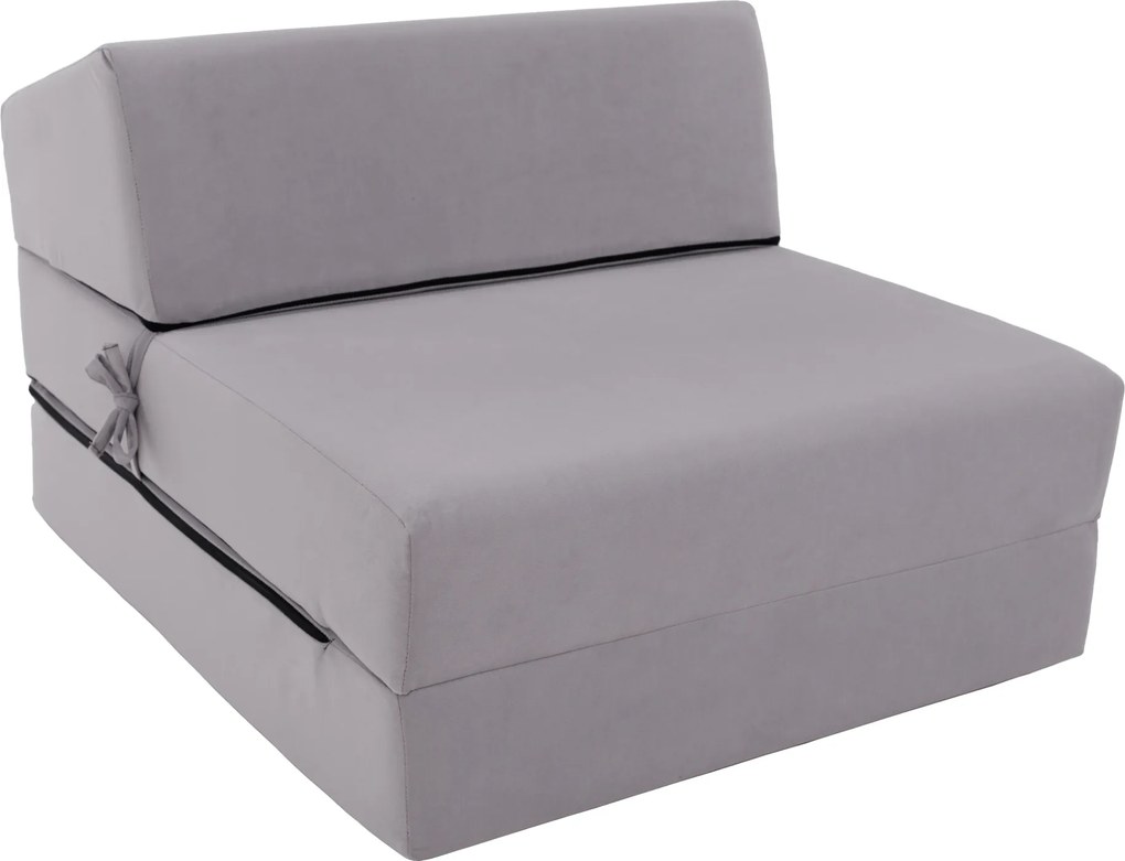 Összecsukható matrac/fotel, 2v1, világosszürke, PELOS