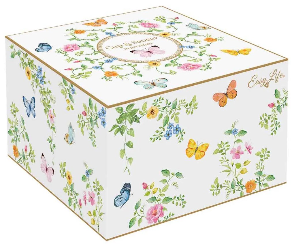 Pillangós porcelán teáscsésze díszdobozban Dancing Butterflies
