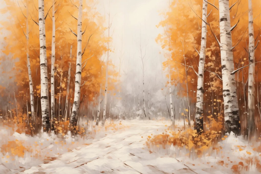 Poszter 45x30cm Őszi nyírfák