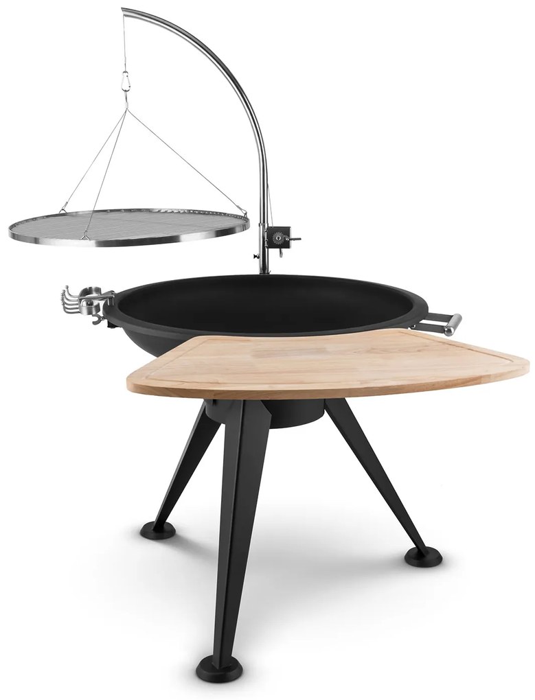 Delion, akasztható forgó grill, tűzrakóhely, Ø 80 cm, hosszú állvány, rozsdamentes acél