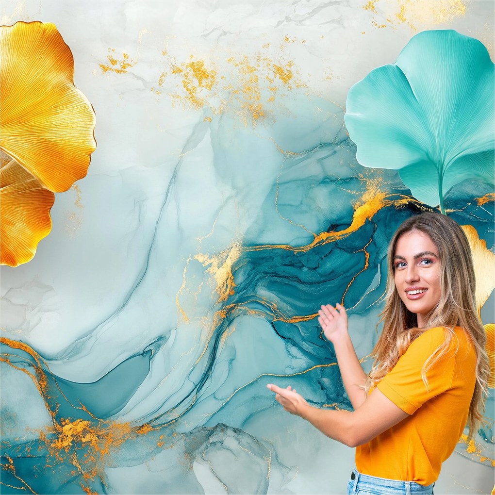 Fotótapéta Nappali Hálószoba Ginkgo biloba levelek Natura Boho 392x260 MLN03F