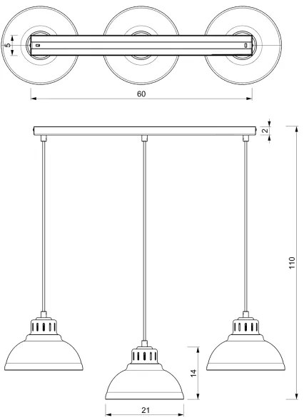 Csillár zsinóron SVEN 3xE27/15W/230V réz