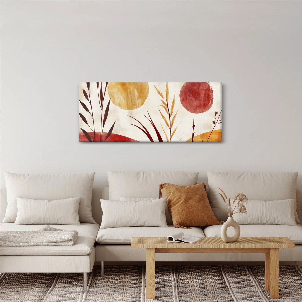 Kép - Növények és körök (120x50 cm)