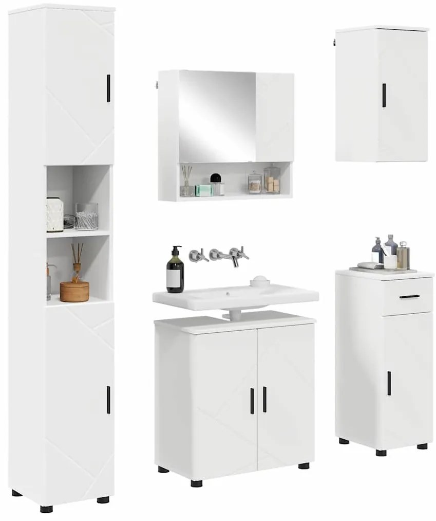 Fürdőszoba bútor szett 5 pcs Fehér 61 x 35 x 64 cm Faanyag