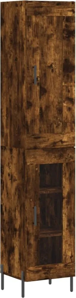 vidaXL füstös tölgy színű szerelt fa magasszekrény 34,5x34x180 cm