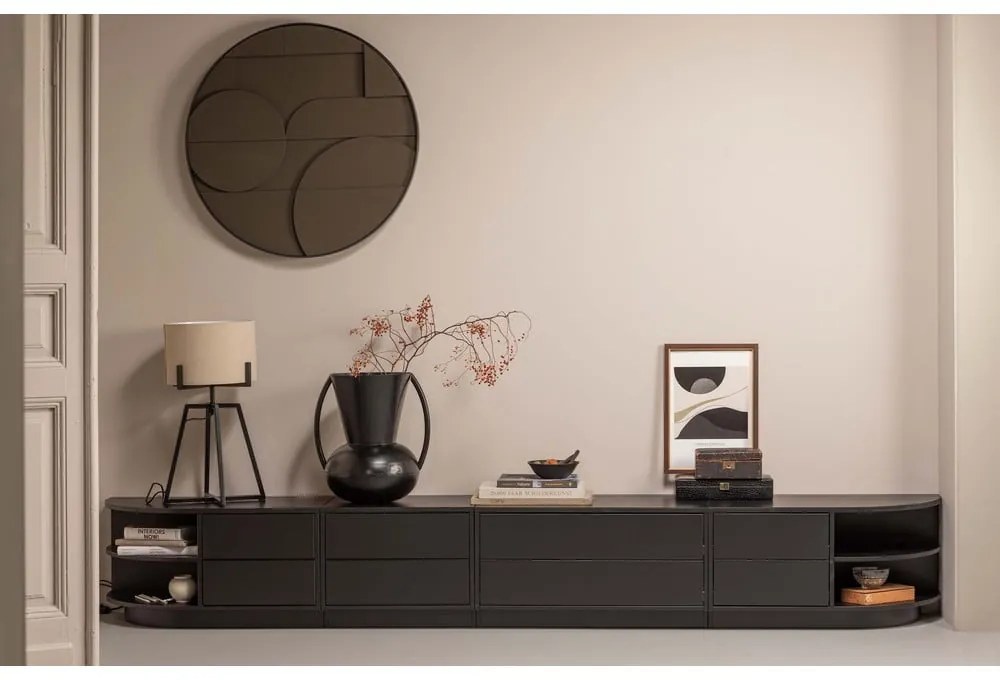 Fekete borovi fenyő moduláris TV-állvány 156x40 cm Finca – WOOOD