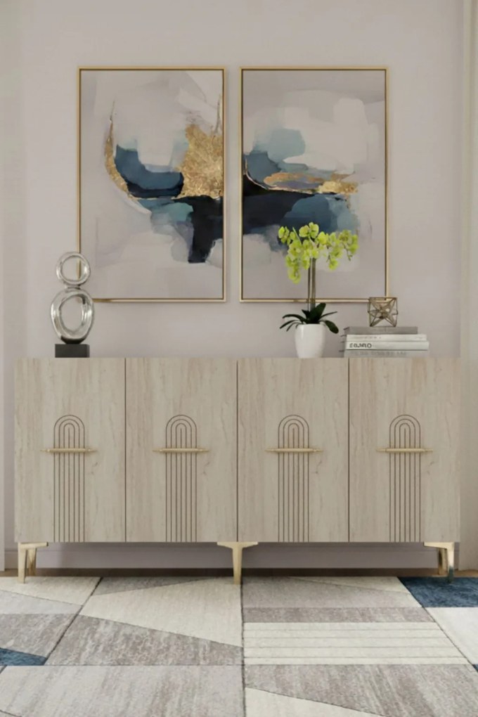 Ida 150 - White, Travertine, Gold