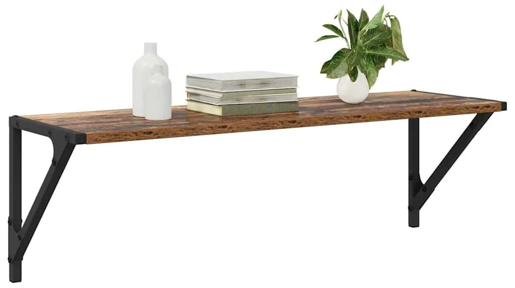 Falpolcok polcokkal 2 pcs Öreg fa 80 x 25 x 25,5 cm Faanyag