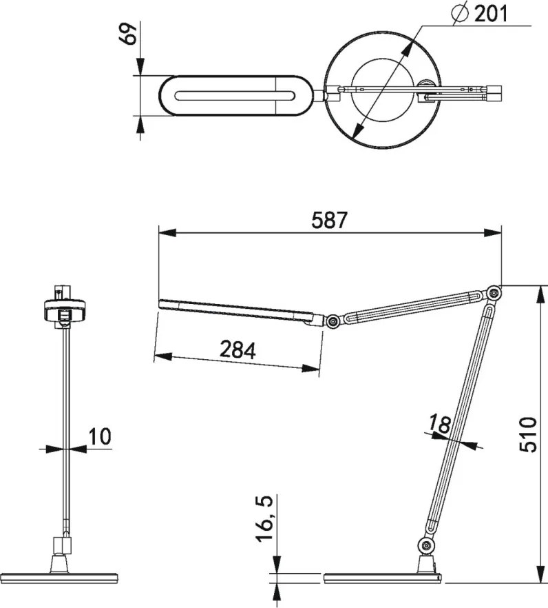 KAJA K-BL1221 CZARNY ALETTE Fekete Színű Asztali Lámpa 10W LED 910Lm 3000-6000K IP20