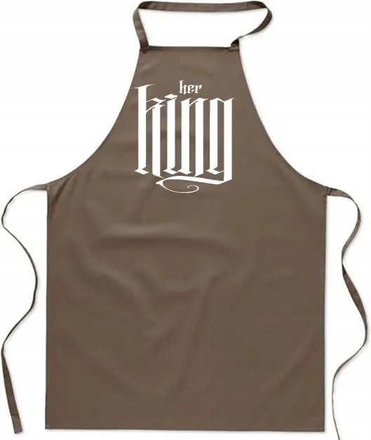 Konyhai Kötény Bézs Valentin Napi Ajándék Her King neki FA_437_b