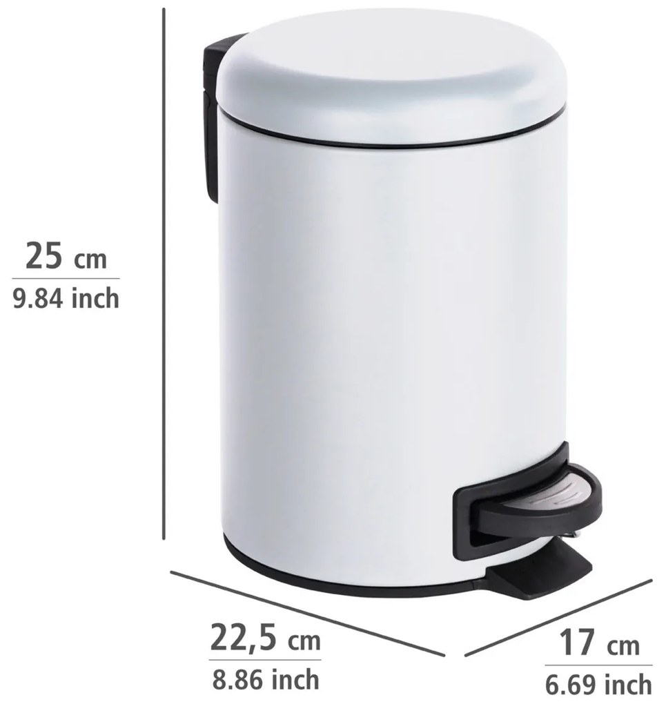 Wenko Leman pedálos szemetes 3 l, fehér, 3 l