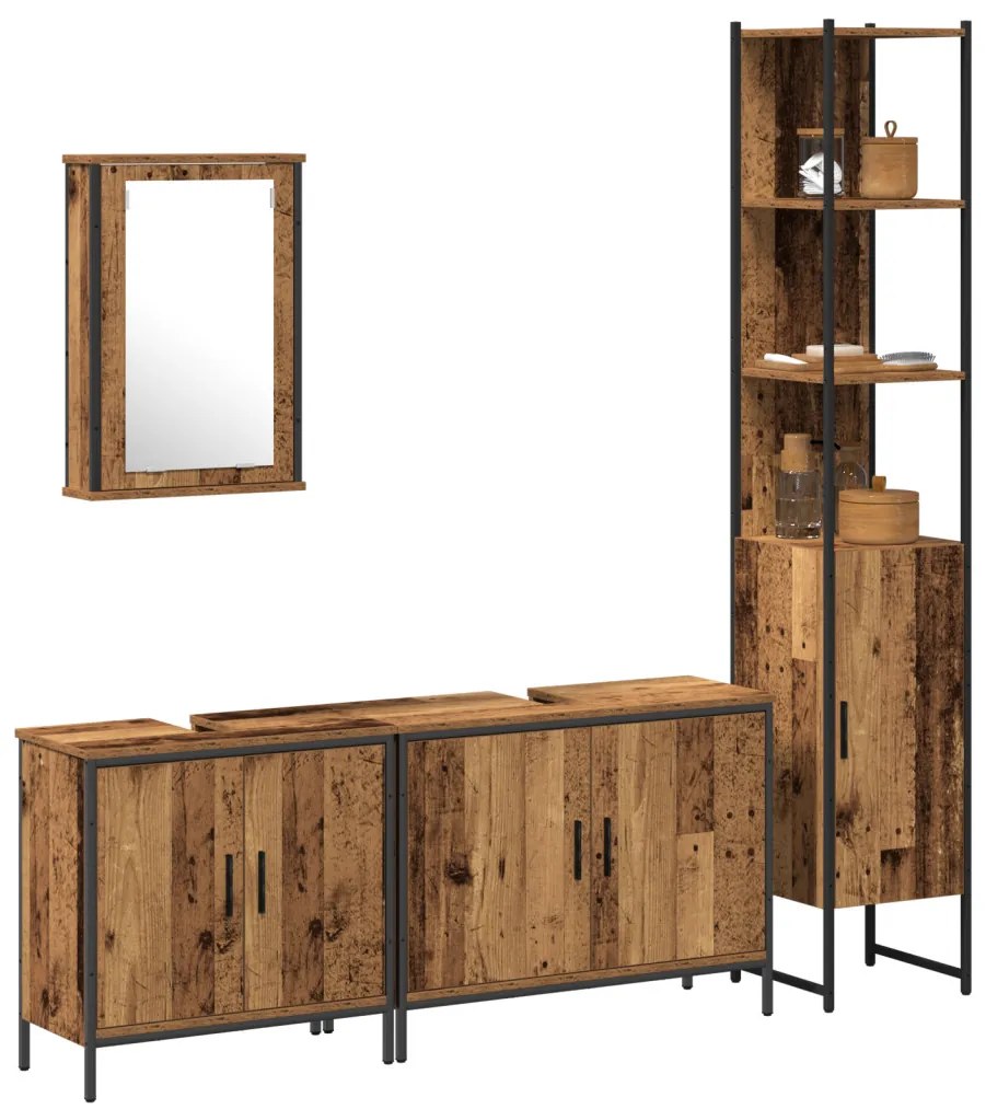 Fürdőszoba bútor szett 4 pcs Barna 33 x 33 x 185.5 cm Faanyag