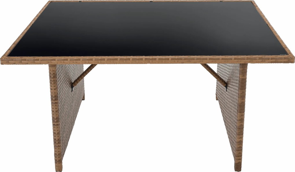 Kerti rattan szett, szürkésbarna/világosbarna, SAGIR