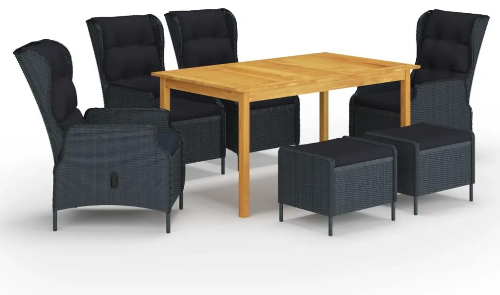 vidaXL 7 részes sötétszürke kerti étkezőgarnitúra