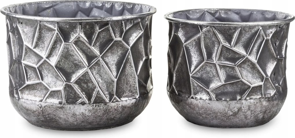 Fém kaspó fedél ezüst, öregített 2 db