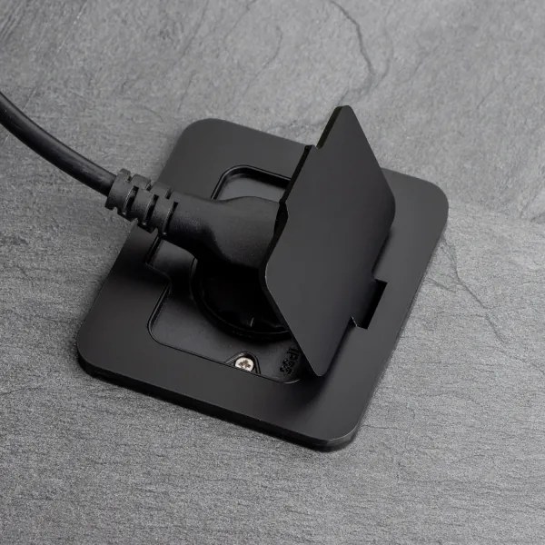 Brilagi - Kültéri padlóba építhető konnektor IP55 fekete téglalap alakú