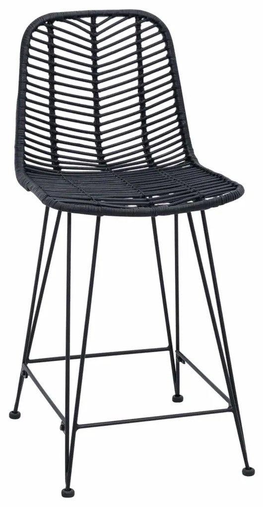 Bárszék 2 pcs Fekete 44,5 x 54,5 x 97,5 cm Rattan és Vas