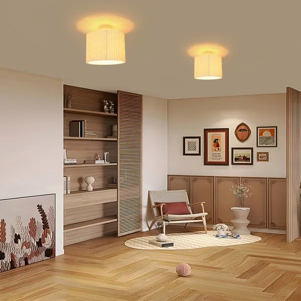 Brilagi - Felületre szerelhető csillár NORDIC WAVE 1xE27/15W/230V, átm. 32 cm, lenvászon/fehér