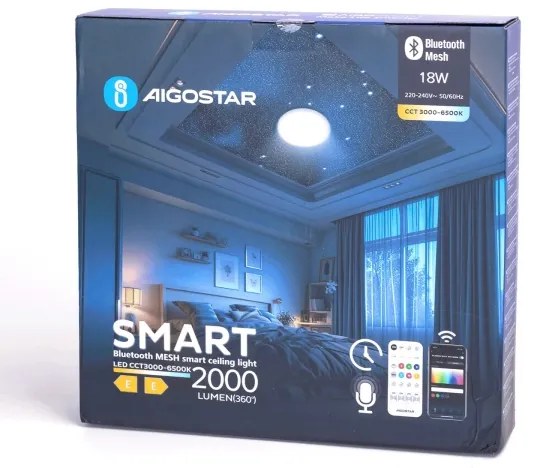 Aigostar - LED Fürdőszobai mennyezeti lámpa LED/18W/230V IP44 + távirányítás