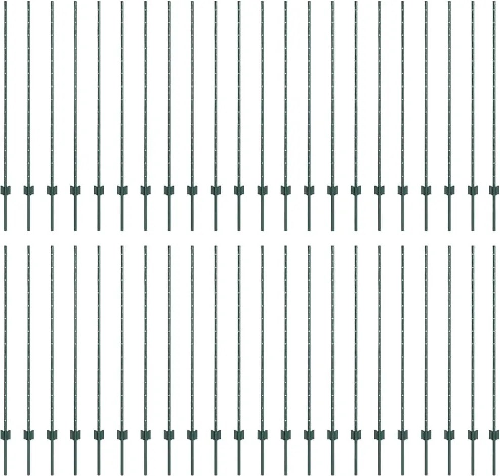 vidaXL Kerítésoszlop 44 pcs Zöld 180 cm Acél