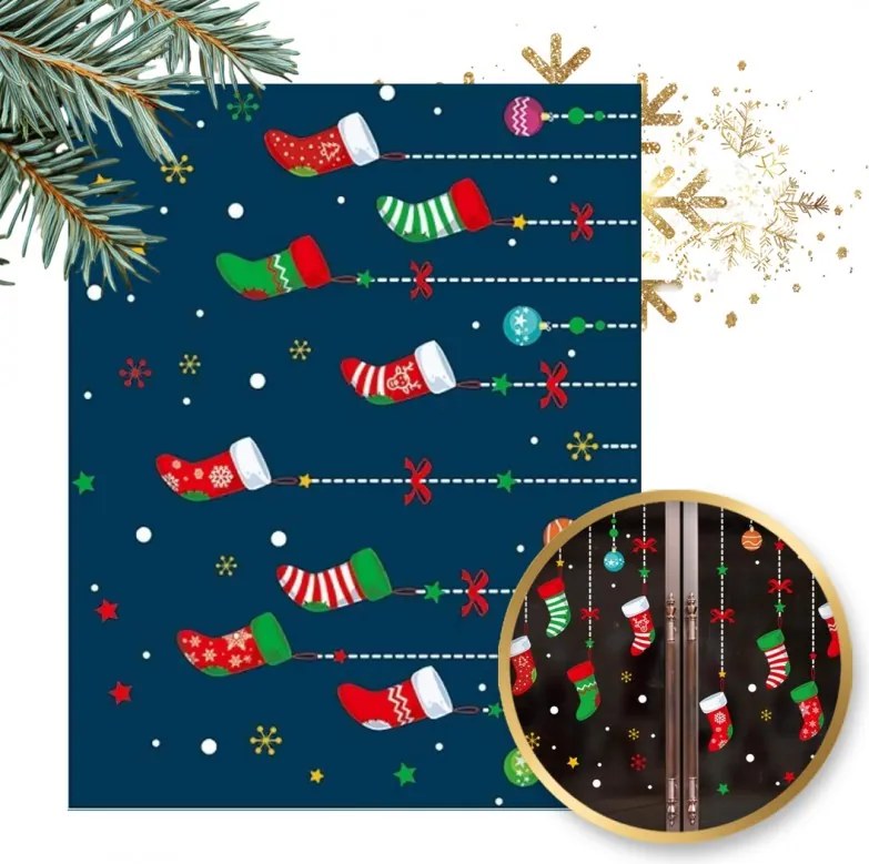 Karácsonyi Díszek Üvegmatrica Mikulás Dekoráció 2 Db