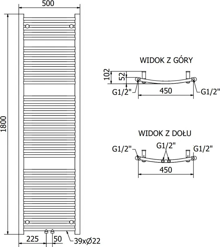 Mexen, Mexen Ares elektromos fűtés 1800 x 500 mm, 900 W, czarny - W102-1800-500-6900-70