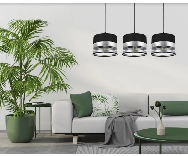 Csillár zsinóron MILO 3xE27/60W/230V ezüst/fekete