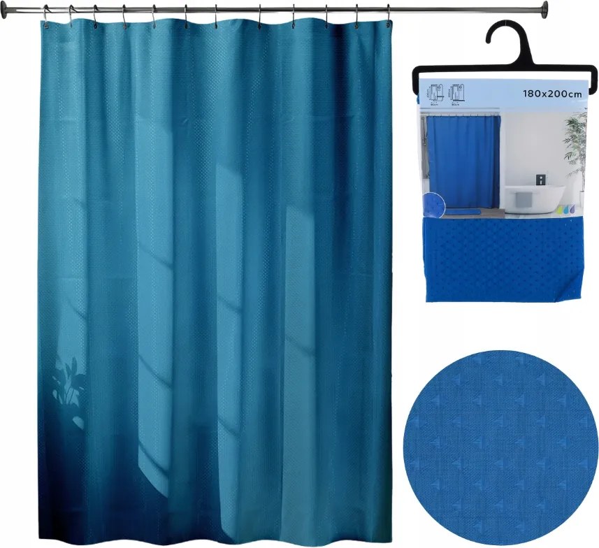 Zuhanyfüggöny 180x200cm Kék fürdőszobai kádfüggöny macska