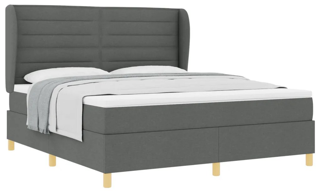 Boxspring Ágy Matraccal Sötétszürke, 180x200 cm Szövet