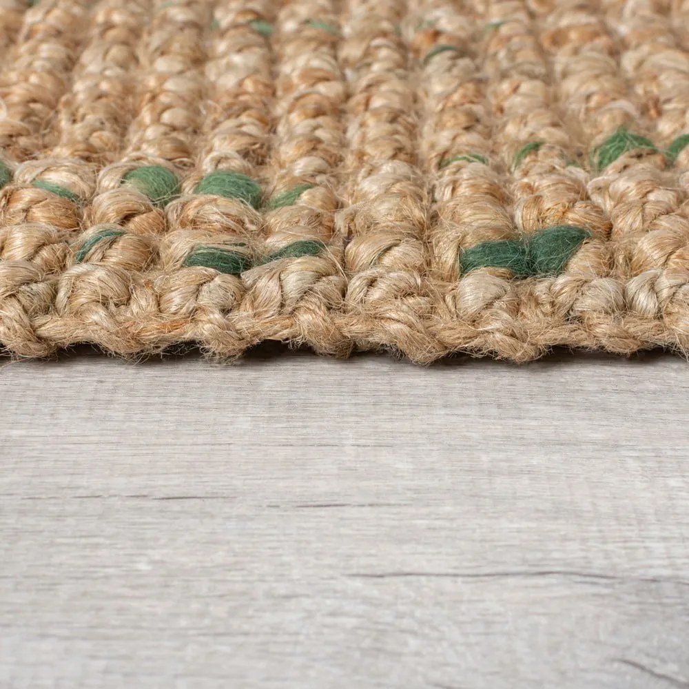 Zöld-natúr színű kétoldalas kézi szövésű juta szőnyeg 160x230 cm Jute Boucle Green – Flair Rugs
