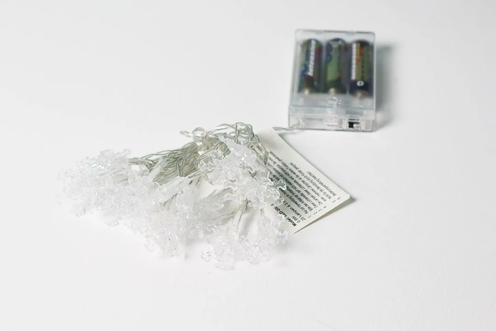 NEXOS Karácsonyi fénylánc hópehely meleg fehér 20 LED