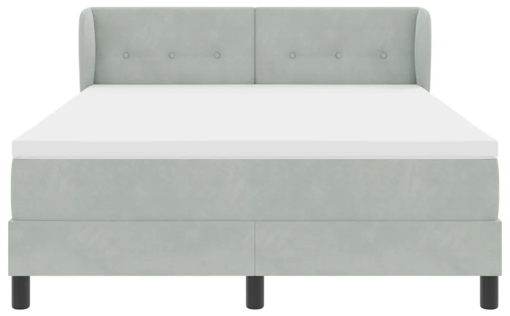 Boxspring Ágy Matrac Kép Sötétszürke 140x200 cm Bársony