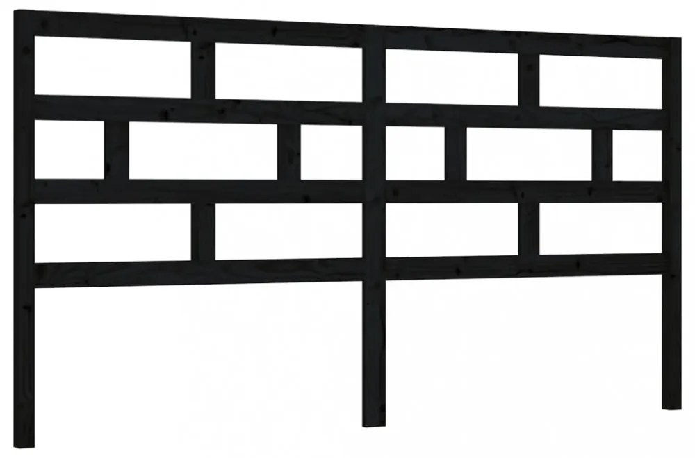 fekete tömör fenyőfa ágyfejtámla 186 x 4 x 100 cm