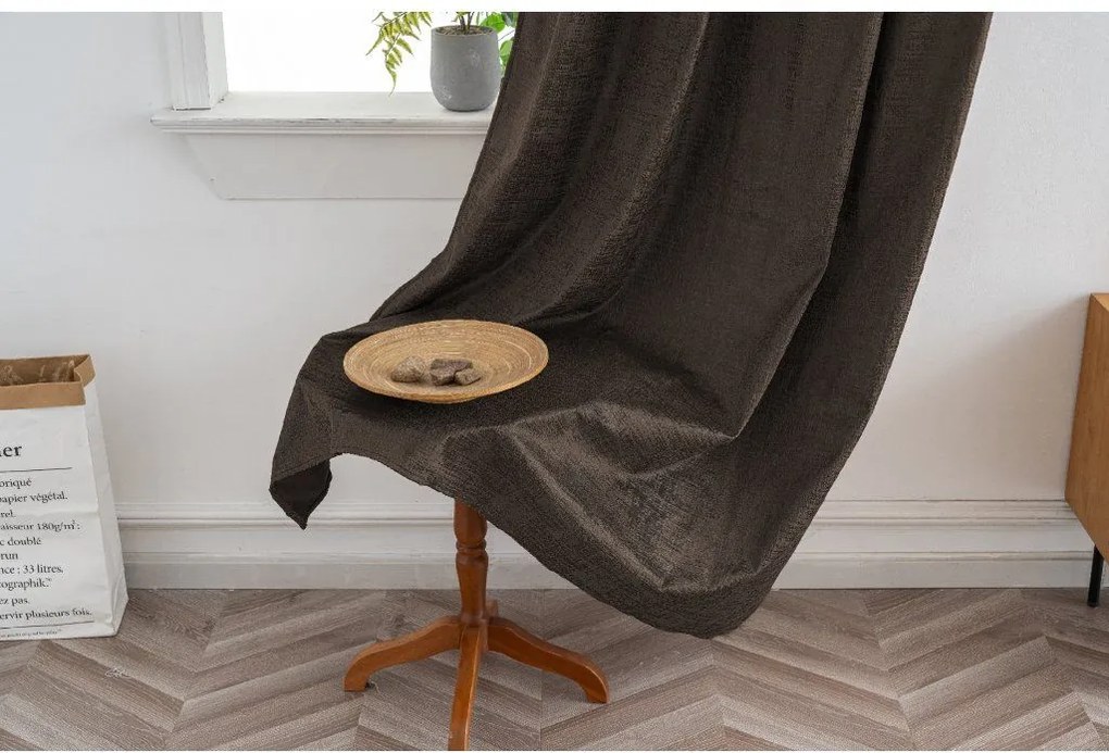 Sötétítő függöny LOOM VELVET 140x250 cm, barna Felfüggesztés: Fém gyűrűk