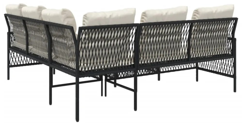 2 részes fekete polyrattan kerti ülőgarnitúra párnával