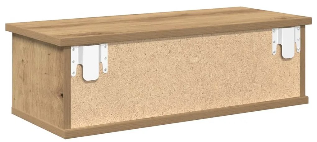 kézműves tölgy színű szerelt fa faliszekrény 60x26x18,5 cm