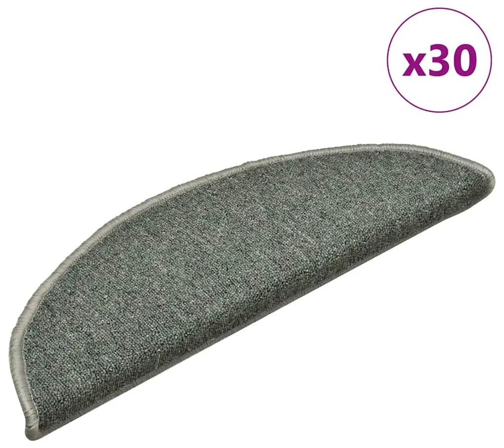 30 db sötétzöld félkör alakú lépcsőszőnyeg 56 x 17 x 3 cm