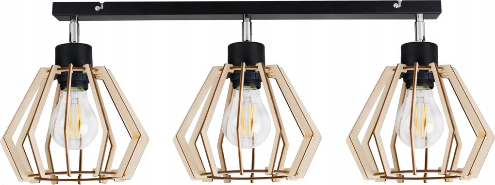 Függőlámpa Mennyezeti Gerenda 3X Gyémánt Fa