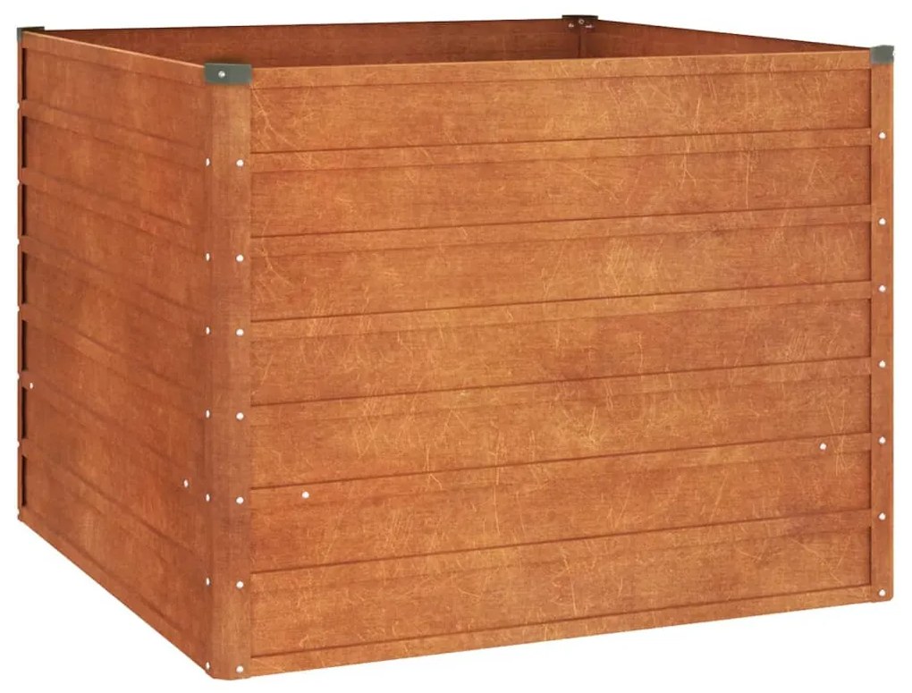 rozsda színű corten acél kerti magaságyás 100 x 100 x 77 cm