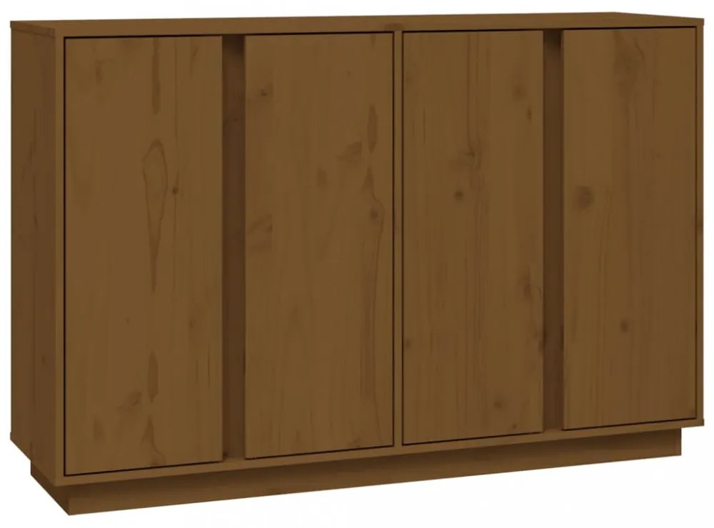mézbarna tömör fenyőfa tálalószekrény 120x35x80 cm