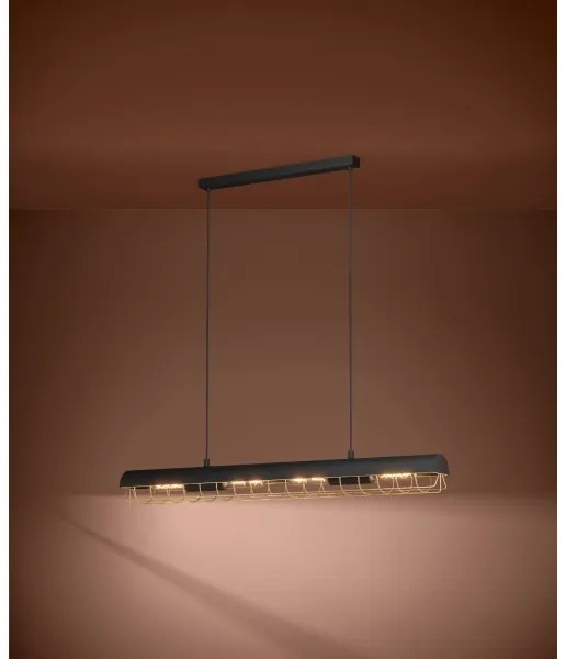 Eglo 390059 - Csillár zsinóron ALFONSINE 4xE27/40W/230V fekete/arany