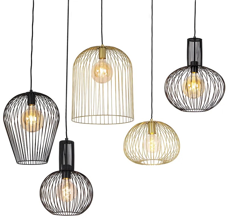 5 db design lógólámpa szett fekete és arany - Wires