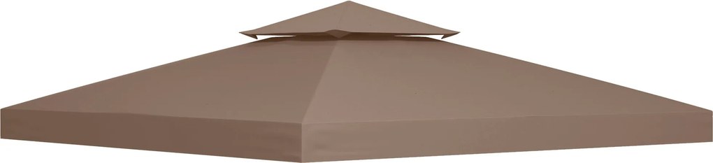 Outsunny Pavilon Csere Tető 3x3m Esővédő Pavilon Tető Fém Pavilonhoz, Csere Tető Kerti Pavilonhoz, Party Sátor, Kerti Sátra Polyester Kávé színben | A