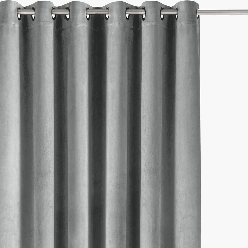 Szürke bársony dimout (részleges sötétítő) függöny 400x300 cm Velto – Filumi