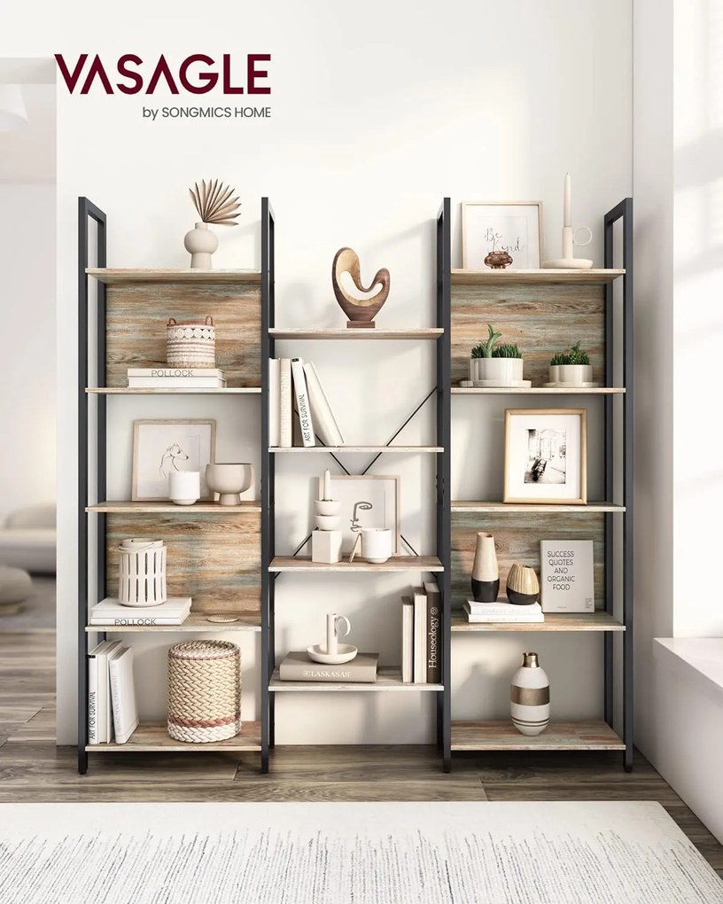 Könyvespolc, 14 polcos könyvespolc, 158 x 166 x 24 cm, türkizbarna és tintafekete