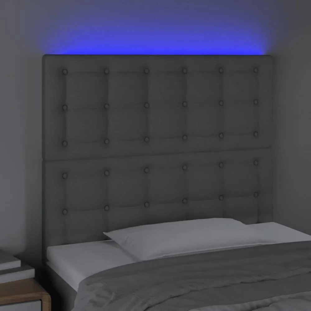 világosszürke szövet LED-es fejtámla 80x5x118/128 cm