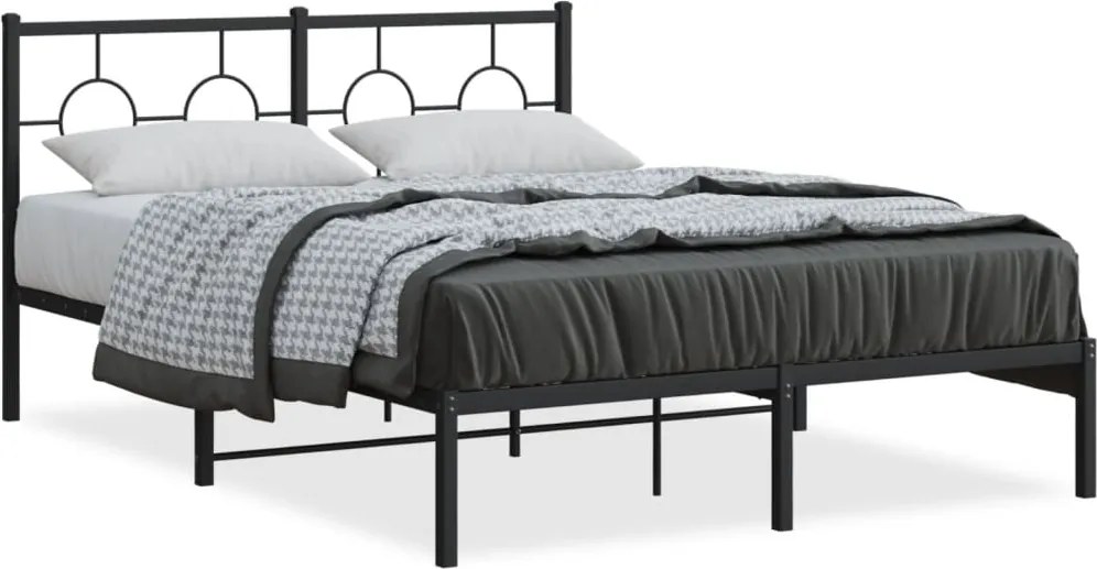 vidaXL fekete fém ágykeret fejtámlával 140 x 190 cm
