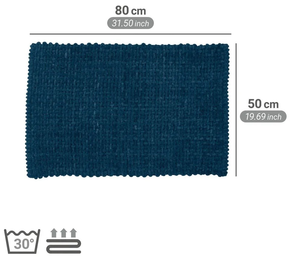 Sötétkék textil fürdőszobai kilépő 50x80 cm Covelo – Wenko