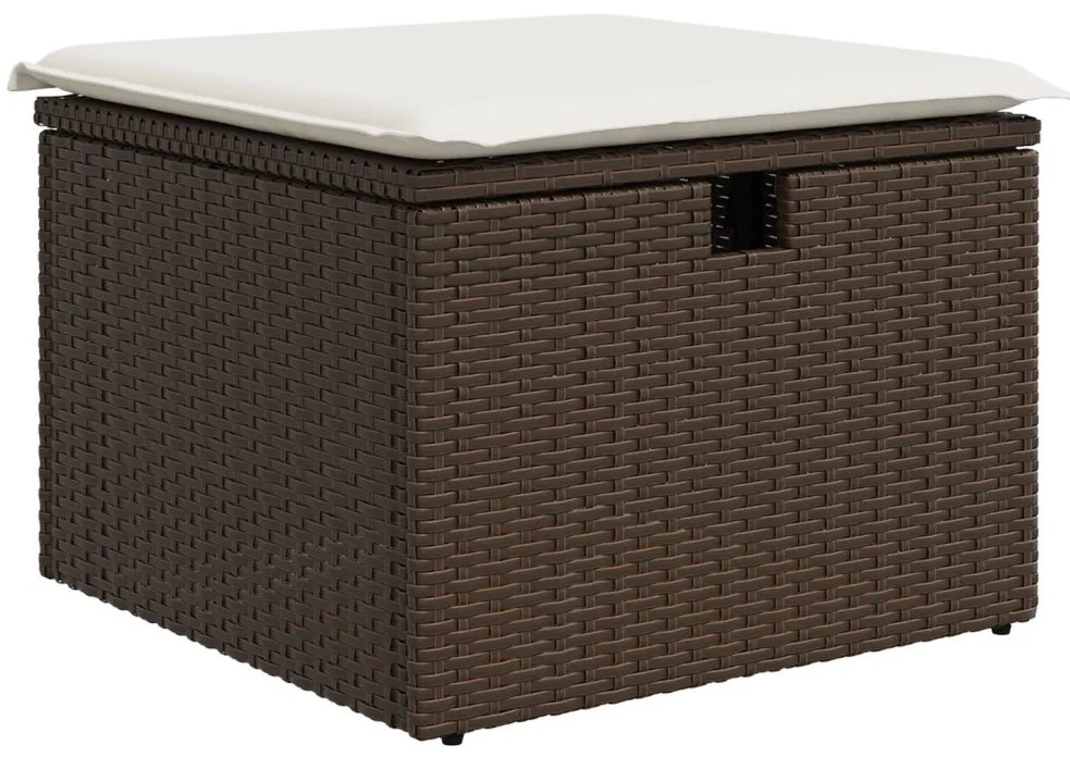 5 darabos Kert Kanapékészlet párnákkal Barna Poly Rattan