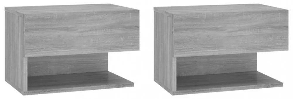 vidaXL 2 db szürke sonoma tölgy színű falra szerelhető éjjeliszekrény